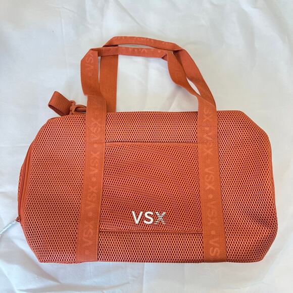 Victoria's Secret VSX Mesh Duffle Bag Tote Orange Weekender - Picture 1 of 5